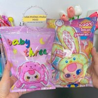 Set 10 Túi Mù Charm Tự Xé Đựng Trong Vỏ Lớn Baby Three và Labubu Quà Tặng Dễ Thương