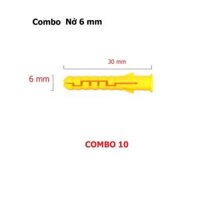 Set 10 Vít Inox 304 Kèm Nở Nhựa màu Vàng 6 - 8mm - Hàng Tốt, Vít Inox Nở Treo Tường Chắc Chắn, Chống Gỉ - TakyHome 5080 - Nở Vàng phi 6 mm