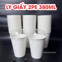 SET 100 Cái cốc giấy dùng 1 lần, ly giấy nền trắng, ly giấy 2 PE chống thấm thể tích:14oz - 380ml.