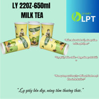 SET 100 cái Ly giấy 22oz-650ml In Sẵn đựng trà sữa, cà phê, sinh tố, nước ép (Nắp phi 90)