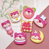 Set 100 charm gấu dâu làm cột tóc,kẹp tóc handmade,DYI