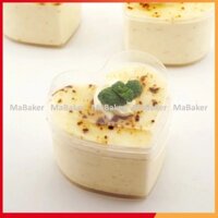 Set 100 cốc, ly nhựa cứng 6055, 7745 nhiều hình, có nắp làm bánh Mousse, thạch, đồ tráng miệng - MaBaker