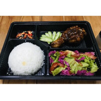 Set 100 hộp đế đen 4 ngăn HT25 / hộp cơm 4 ngăn cao cấp