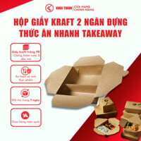 Set 100 Hộp Giấy Kraft 2 Ngăn 1800ml Đựng Thức Ăn Nhanh Hộp Takeaway – Khôi Thịnh