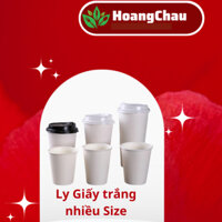 Set 100 Ly giấy trắng nhiều size, cốc uống nước văn phòng sự kiện dùng một lần thân thiện môi trường