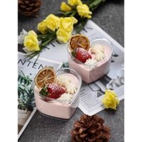 Set 100 Ly nhựa đựng bánh mouse hình trái tim - kèm nắp