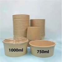 sét 100 tô giấy kraft 750ml, 1000ml  đụng cháo , bún phở ,bánh bông lan
