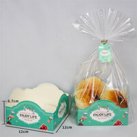 Set 100 Túi Nilong đựng bánh quy/ bánh mì/ bánh cookie kèm đế giấy vuông thành thấp/ thành cao hìn....