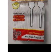 Set 1000c Muỗng nhựa Trắng sữa đẹp dày dặn 15cm, Combo 10 bịch ( Bịch 100 cái)