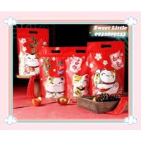 SET 10/50 TÚI ZIP MÈO MAY MẮN ĐỰNG BÁNH KẸO