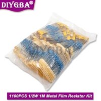 Set 1100 Điện Trở Màng Kim Loại 1 / 2w 1m 1r / 2.2r / 3.3r / 4.7r / 100r / 100k / 470k / 10m / 1m / 2m ohms