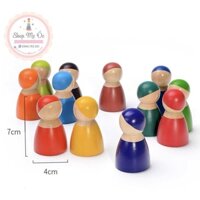 Set 12 búp bê gỗ Cầu vồng