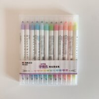 Set 12 Bút Dạ 2 Đầu Milkliner - Bộ Bút Highlight Milkliner