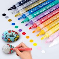 Set 12 Bút Lông Làm Từ Nhựa Acrylic Cho Đá / Kính / Kim Cương / Nhựa / Vải