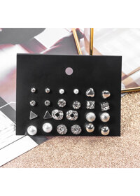 Sét 12 đôi bông tai thời trang cao cấp BT182 - Bạc