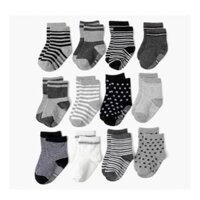 SÉT 12 ĐÔI TẤT CHỐNG TRƯỢT CHO BÉ 0-2 tuổi  (MTS90)