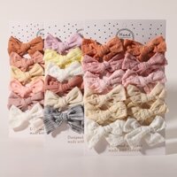 Set 12 Kẹp Tóc Nơ Vải cotton Mềm Mại Cho Bé Gái