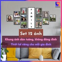 Set 12 khung ảnh dán tường + 1 khung Decor Family | In ảnh theo yêu cầu