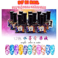 Set 12 lọ cồn loang Vinimay chính hãng - loang cồn trang trí móng tay nghệ thuật (15ml) - SơRi Nail Supply
