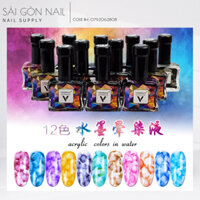 Set 12 lọ cồn loang Vinimay chính hãng - loang cồn trang trí móng tay nghệ thuật (15ml) - Sài Gòn Nail
