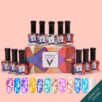 Set 12 lọ cồn loang Vinimay chính hãng - loang cồn trang trí móng tay nghệ thuật (15ml)
