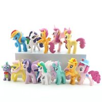 Set 12 Mô Hình Ngựa Pony Cầu Vồng 4-7cm