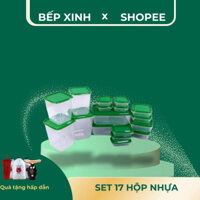 Set 17 hộp đựng thực phẩm, hộp nhựa tủ lạnh cao cấp bảo quản đồ ăn