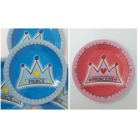 Set 18 dĩa giấy, đĩa giấy hình tròn size lớn cho các buổi tiệc hình vương miện công chúa/hoàng tử dành cho bé (23X23cm)