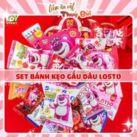 Set 1KG Bánh Kẹo Gấu Dâu Losto MIni 27, Kẹo Dẻo Gấu Dâu, Bánh Quy Gấu Dâu, Set Gấu Dâu Losto Quà Tặng Cho Bé