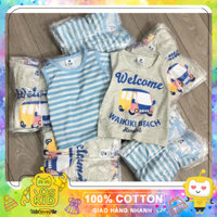 Set 2 áo ba lỗ kẻ xanh oto hm cho bé trai size từ 10-22 cân