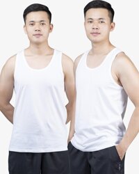 Set 2 áo ba lỗ nam, áo 3 lỗ nam, sợi cotton mềm mịn, thấm hút mồ hôi tốt, thoáng mát, mặc thoải  mái- Trắng - XL