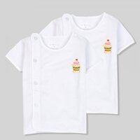 Set 2 Áo sơ sinh cài chéo tay ngắn Concung SGL Trắng