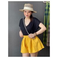 SÉT 2 ÁO TAY HẾN CỔ TIM CHO NỮ( đen và trắng)