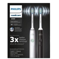 Set 2 bàn chải điện Philips Sonicare 2300 (Đen & Trắng)