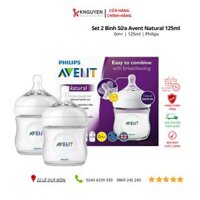 Set 2 Bình sữa Avent Natural 125ml