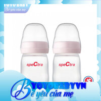 Set 2 bình trữ sữa mẹ cổ rộng 160ml kèm nắp đậy Spectra Hàn Quốc - không kèm ti bú |YoYo Baby