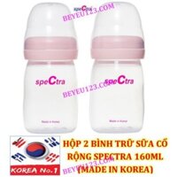 Set 2 bình trữ sữa mẹ cổ rộng 160ml kèm nắp đậy Spectra Hàn Quốc - không kèm ti bú