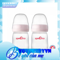 Set 2 bình trữ sữa mẹ cổ rộng 160ml kèm nắp đậy Spectra Hàn Quốc - không kèm ti bú |YoYo Baby