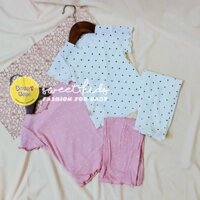 Set 2 bộ bé gái Sweet Kids set 2 bộ cộc tay cho bé gái chấm bi chất cotton mẫu mới 2022