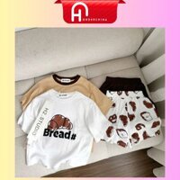 Set 2 bộ cộc tay họa tiết poodle và bánh sừng bò chất cotton mềm mát cho bé trai bé gái - HNOrderChina