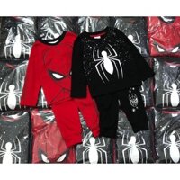 Set 2 bộ cotton dài tay Spiderman đỏ đen 11-24kg