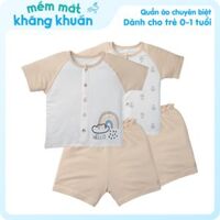 Set 2 Bộ kháng khuẩn Modal ngắn Cầu vồng Animo VD1023001 (0-24M,Beige)