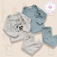Set 2 Bộ Nỉ Bông Hàn Quốc In Hình Mặt Cười Dễ Thương Cho Bé