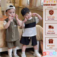 Set 2 Bộ Quần Áo Cho Bé Trai Phong Cách Hàn Quốc Màu Nâu Rêu Chất Cotton Tổ Ong DABUN