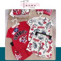 Set 2 bộ quần áo siêu nhân nhện spidey cộc tay cho bé trai tone màu đỏ be - Taomokids