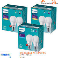 Set 2 bóng đèn Philips Essential LED Bulb 7w E27