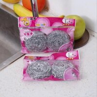 Set 2 búi sắt cọ xoong nồi rửa chén tiện lợi