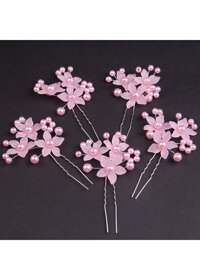 Set 2 cài tóc trâm hoa ngọc trai phụ kiện tóc cô dâu - Tím