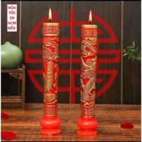 Set 2 cây đèn cầy nến cưới rồng phượng lễ gia tiên đám cưới hỏi