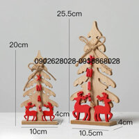 Set 2 cây thông gỗ để bàn trang trí Noel